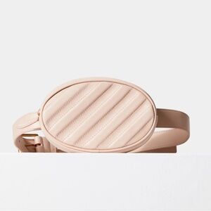 Auxiliary 100% Leather Quilted Belt Bag in Blush